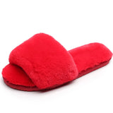 2019 Fashion Red Black Women Slippers Indoor Plush Slippers Autumn Winter Female Flat Shoes Ladies Comfortable Fur Slides