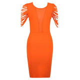 kamames Dress 2022 New Women's Orange Bodycon Dress Elegant Sexy Tassel Evening Club Party Dress High Quality Summer Fashion