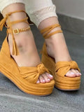 kamames Summer Fish Platform Wedge Shoes Women Comfort Casual Ankle Strap Sandals Ladies Plus Size 43 Height Increase High Heels