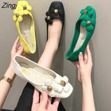 kamames Shoes Women's 2023 New All-match Shallow Mouth Flat Shoes Retro Square Toe Shoes Non-slip Soft Bottom Shoes Flower Shoes