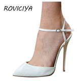 kamames cm Slingbacks pointed toe women shoes summer shoes for women pumps high heels ankle strap LX005 ROVICIYA