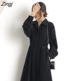 kamames Dresses Women Maxi Temperament Dating Vacation Teens Clothes Autumn Long Sleeve Vintage Basic Daily Vestido Chic Elegant