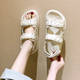 Trends Sandals Summer New Flat British Wind Velcro Embroidery Thick-soled Casual Casual Roman Fragrance Designer Shoes Star