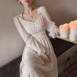 kamames Summer New Women Fashion Elegant White Midi Dresses Vintage Princess Female Party A Line Clothes Vestdios