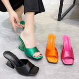 kamames kamames New Style 43 Large Size Women's Shoes Casual Cloth Face A Word Shaped Transparent Thick With High Heel Slipper Female