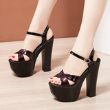 kamames Heel Sandals Thick-Soled Catwalk Shoes Super High Heel Waterproof Platform 15Cm Nightclub Women's Shoes Large Size Hate Banquet Sandals