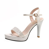 Sexy Stiletto Sandals - Open-Toe, Sequin-Embellished, Ankle Strap, High Heeled, Versatile Dress Pumps for Music Festivals, Parties, and Special Occasions - Perfect for Fashionistas and Trendsetters