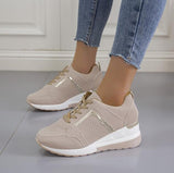 kamames Women's Shoes 2022 Summer Wedge Platform Casual Shoes Women Lace Up Sports Shoes Woman Plus Size Non Slip Breathable Sneaker
