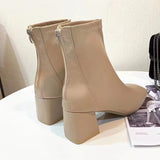 kamames kamames Boots 2024 New Women's Boots Winter Head Back Zipper Short Boots Women's Thick Heels Children's Shoes