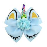 1piece High Quality Bow With Cute Ear Design Hair Clip Ribbon Bow With Unicorn Horn Hair Accessories 885