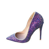 kamames Glitter Shiny Women Shoes High Heel 12 cm Stilettos Pointed Toe Women Pumps Chaussure Femme Talon Sexy LF001 ROVICIYA