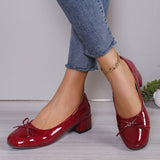 kamames kamames Leather Square With Fashion Single Shoes Female Grandma Shoes 2024 New Low Heel Shallow Bow Single Shoes Small Leather Shoes Women