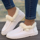 kamames Winter New Large-Size Plush Warm Women's Shoes With Flat Soles And Round Ends And Casual Cotton Shoes