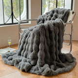 1pc Luxurious Faux Rabbit Fur Blanket - Soft, Warm, and Cozy for All Seasons - Perfect for Bedroom, Office, Camping, Travel, and Home Decoration