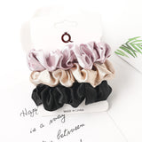 3/5/Pcs Silk Scrunchies Print Leopard Scrunchie Set Elastic Hair Bands Solid Color Fashion Headwear Women Hair Accessories Gift