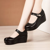 kamames Heel Soft Sole Single Shoes Women's 2023 Autumn New Muffin Thick Bottom Waterproof Platform Various Sizes Medium Heel Mother's Shoes