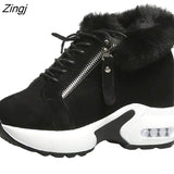 kamames women's hidden heels plush warm winter sneakers casual ladies Side zipper high platform casual shoes woman L1102