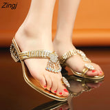 kamames Women Sandals Flip Flop Fashion Rhinestone Wedges Shoes Crystal High Heels Sandals Women Shoes Summer Casual Beach Sandals