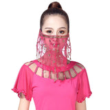 kamames Women's Belly Dance Tribal Face Veil Face Lace Veil Shining Dance accessories Halloween Costume Accessory With Sequins