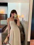 kamames Summer Elegant Strapless Midi Dresses Fashion Chic Off Shoulder Backless Dresswear Female Party Evening Dress