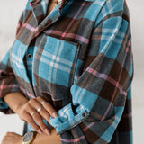 kamames Shirt Dress Women Blouse Oversized Button Plaid Shirt Flannel Shirt for Women Casual Fashion Tops Blouse 2023