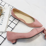 kamames kamames Bird Spring New Korean Version Fine Heel Suede Tip Low Heel Single Shoes Women Small Heel Large Size Black Work Shoes Women