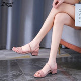 kamames Women's Sandals Chunky Heel Brand Slippers Summer Flip-Flops Narrow Strap Sandals Elegant Mule Shoes Women's Slippers Large 42