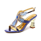 kamames The Summer Of 2024, The New Diamond Sandals Wear High-Heeled Shoes, Elegant Thick-Heeled Shoes, Size 41.