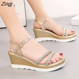 kamames Mujer 2023 Sandals Platform Women Ankle Strap Shoes Women Fashion High Heels Wedges Dress Party Shoes Open Toe Shoes