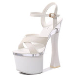 kamames New Female Steel Pipe Dance Shoes Sandals Women Glitter Fashion Sexy High Heels 17.5CM Platform Party Wedding Summer Women Shoes