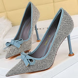 BIGTREE Shoes New Bowknot Woman Pumps Pointed Toe High Heels Designer Shoes Weave Stiletto Heels Female Shoes Fashion Footwear