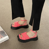 kamames design fluorescent color thick-soled platform sandals women's 2022 summer new one-word buckled open-toed shoes pumps