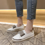 kamames Size Velcro Love Shoes Spring And Autumn New Flat-Soled Casual Shoes Water Drill Muffin Thick Soles Single Shoes
