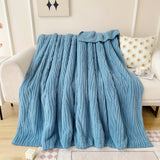 1pc Fleece Jacquard Solid Color Blanket, Soft Warm Throw Blanket Nap Blanket For Couch Sofa Office Bed Camping Travel, Multi-purpose Gift Blanket For All Season