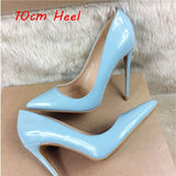 kamames blue brand fashion pointed toe 12cm high heel women shoes ladies party wedding club shoes spring plus size QP009 ROVICIYA