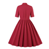 Zingj Solid Red Black Retro Vintage Rockabilly Dress Summer Shirt Sundress 50s Green A Line Pleated Women Swing Jurk For Party