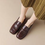 kamames New Black Mary Jane Single Shoes With Thick Soles Brown English Style JK Small Leather Shoes Flat-Soled Work Shoes