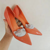 kamames Jelly Orange Shoes Women Sexy Extremely High Heels Pointed Toe Slip On Stiletto Chic Pumps Ladies Party Wedding QP168