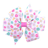 20pcs/lot Printed Flower Hair Bows With Clip For Baby Girls Grosgrain Ribbon Boutique Hair Clip Barrettes Hair Accessories 039