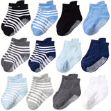 6/12pairs Boys Kids Anti-slip Socks, Breathable Comfy Short Socks, Infant Toddlers Children's Socks