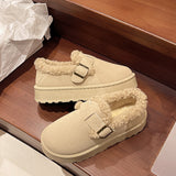 kamames Women's Snow Boots 2024 Autumn And Winter New Large Woolen Shoes Thick-Soled Cotton Shoes