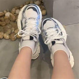 kamames kamames Bottom Dad Shoes Female 2024 Summer New Vintage Port Wind Heighten Running Shoes Silver Mesh Breathable Casual Shoes
