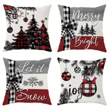 Set of 4 Luxurious Christmas Velvet Cushion Covers - Vibrant Festive Tree, Snowflake, and Ornament Designs - Soft, Zippered, Machine Washable, 100% Polyester Cases for Sofa and Bed Decor, Perfect for Living Room, Seasonal Throw Pillowcases - Inserts Not I