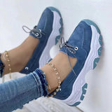 kamames Single Shoes For Women's 2023 Spring And Autumn New Round-Head, Thick-Soled, Low-Heeled, Flat-Soled Leisure Sports Shoes