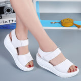 kamames New Summer Women's Sandals PU Thick-Soled Muffin Large Size Sandals Fashionable Female Students Casual Shoes