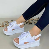kamames Summer Fashion Size 43 Peep Toe Flat Shoes for Women Casual Platform Sandals Comfort Designer Height Increase Beach Shoes