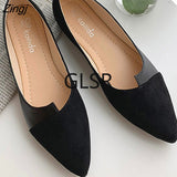 kamames Leather Shoes Splice Color Shoe Ballerina Slip On Shoes Women Flats 2023 Fashion Pointed Toe Ballet Footwear buty damskie