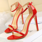 BIGTREE Shoes Pu Leather High Heels 2022 New Women Heels Sexy Stiletto Heels 11 Cm Party Shoes Color Matching Women Sandals