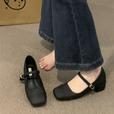 kamames And Winter 2024 New Style Thick-Heeled Mary Jane Shoes With Square Head Style With Skirt And Single Shoes For Women's Shoes