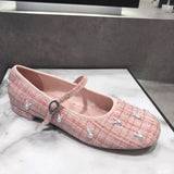 kamames kamames Heel Retro Women's Shoes 2024 Spring And Summer New Mary Jane Shallow Single Shoes Women's Thick Heel Breathable Bean Shoes